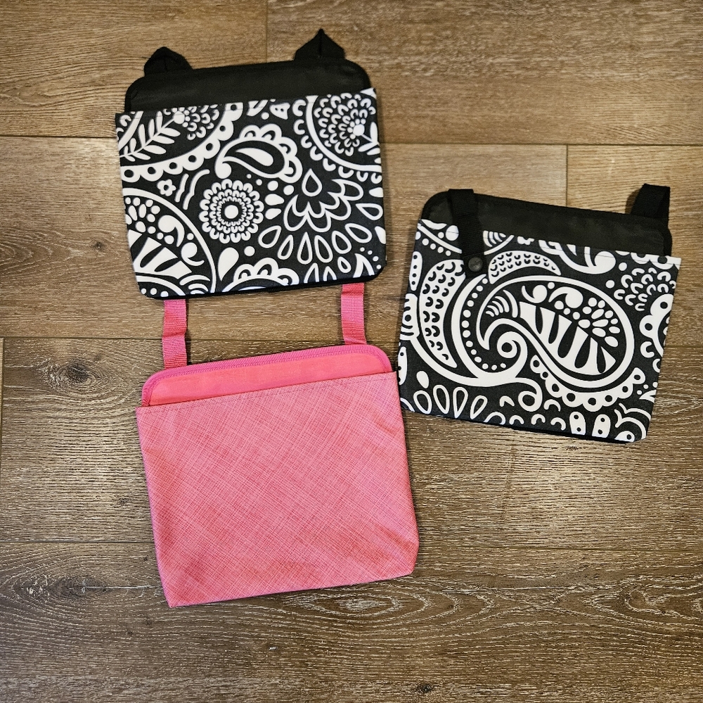 Thirty-One Pink and Black Patterned Bags Set